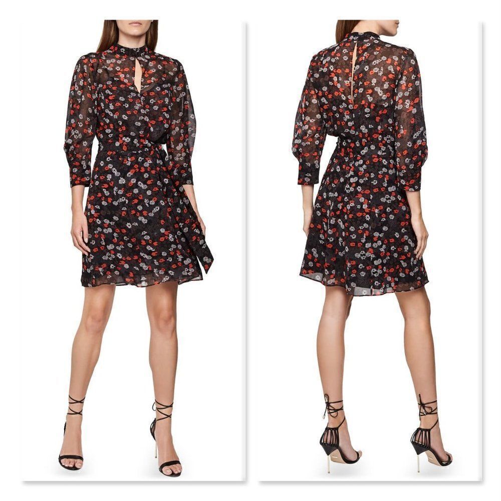 REISS Peony & Poppy Print Dress sz 4